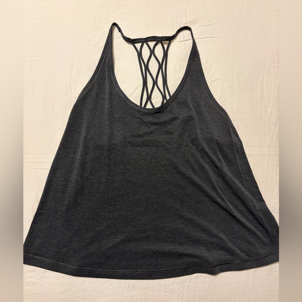 Lululemon-Women's Charcoal Gray Strappy Back Workout Top